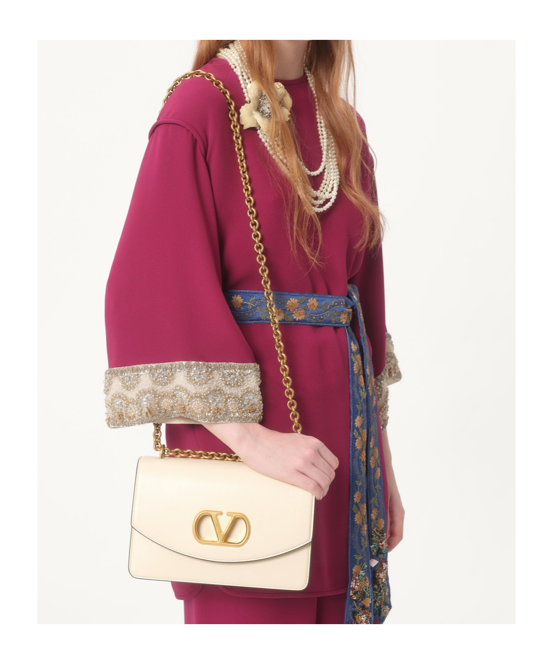 Valentino Womens Phalaris Magenta Cady Couture Embroidered Silk Top In Red