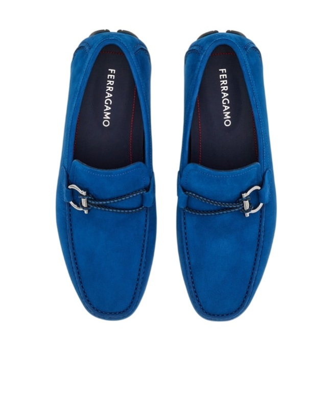 Ferragamo Parigi Suede Loafers In Blue