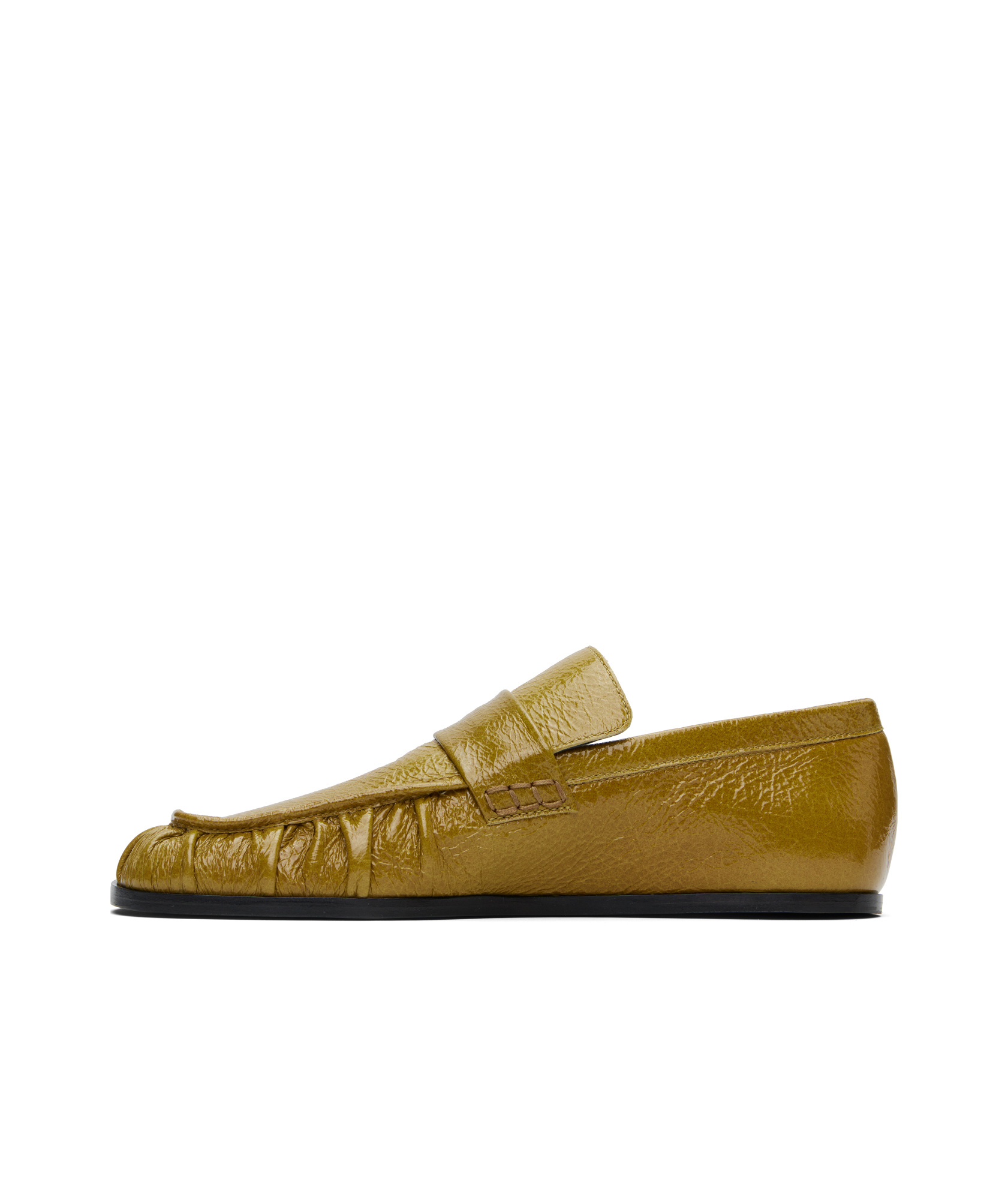 Jil Sander Yellow Patent Leather Loafers In Yellow-green