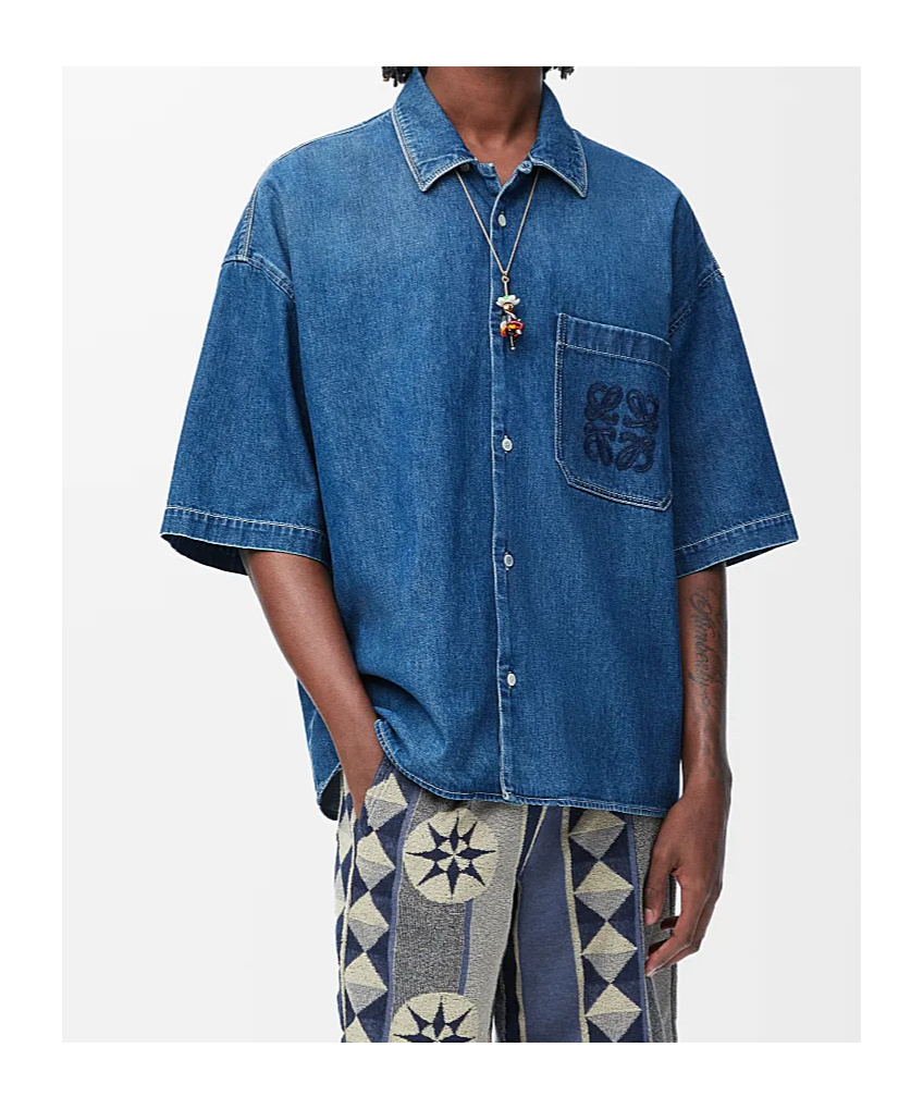 Loewe Short Sleeve Shirt In Light Blue