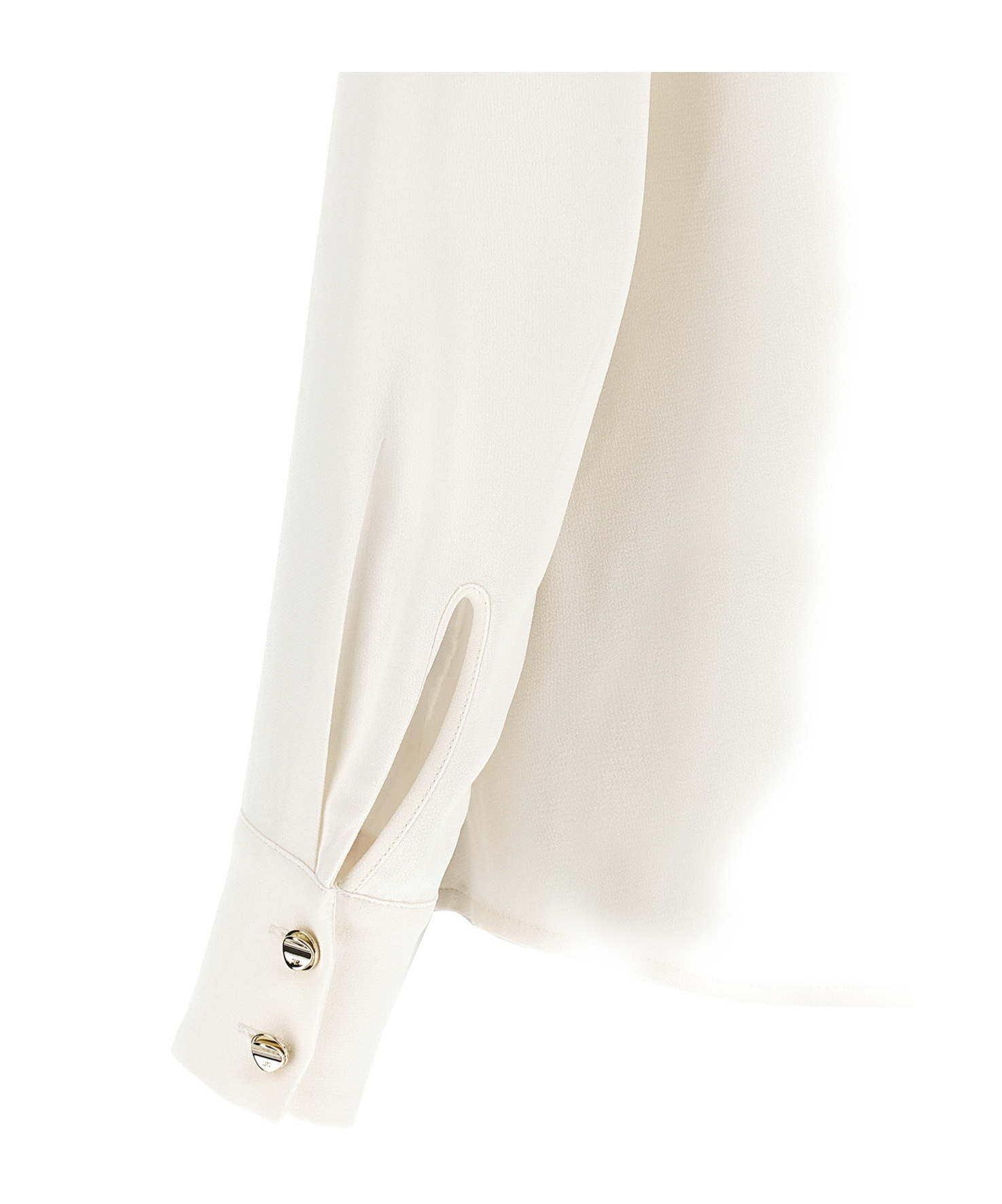Shop Elisabetta Franchi Lace-up Georgette Blouse In White