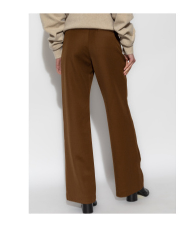 Tory Burch Wool Twill Trousers In Brown