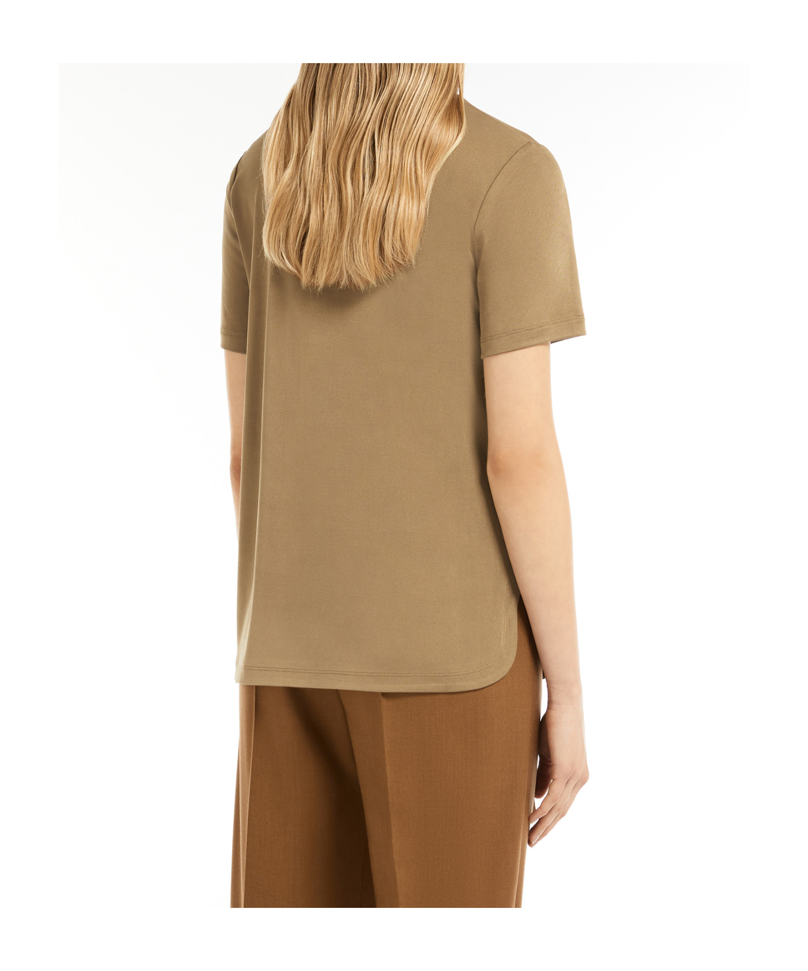 Max Mara Silk Interlock T-shirt In Tobacco Color