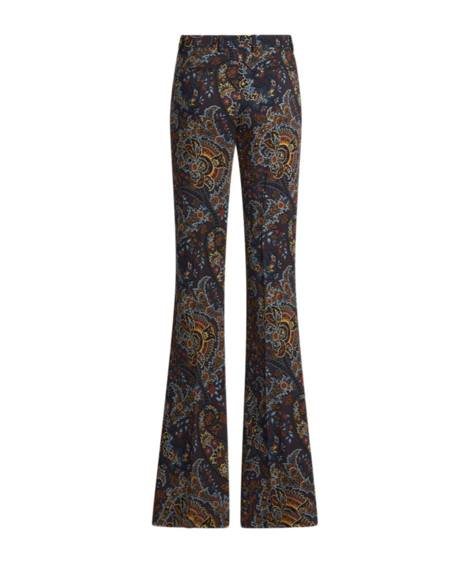 Etro Printed Stretch Viscose Pant In Black