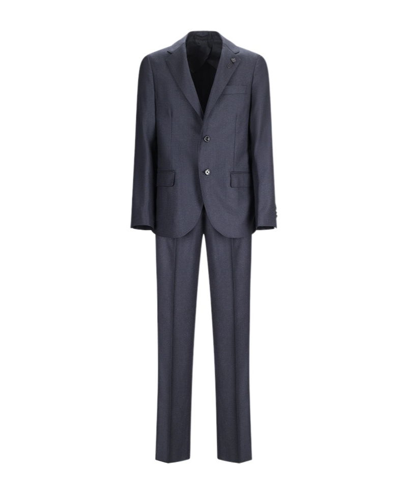 Lardini Single-breasted Wool Suit In Black
