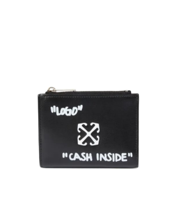 Off-white Jitney Logo Printed Zip-up Wallet In Multi