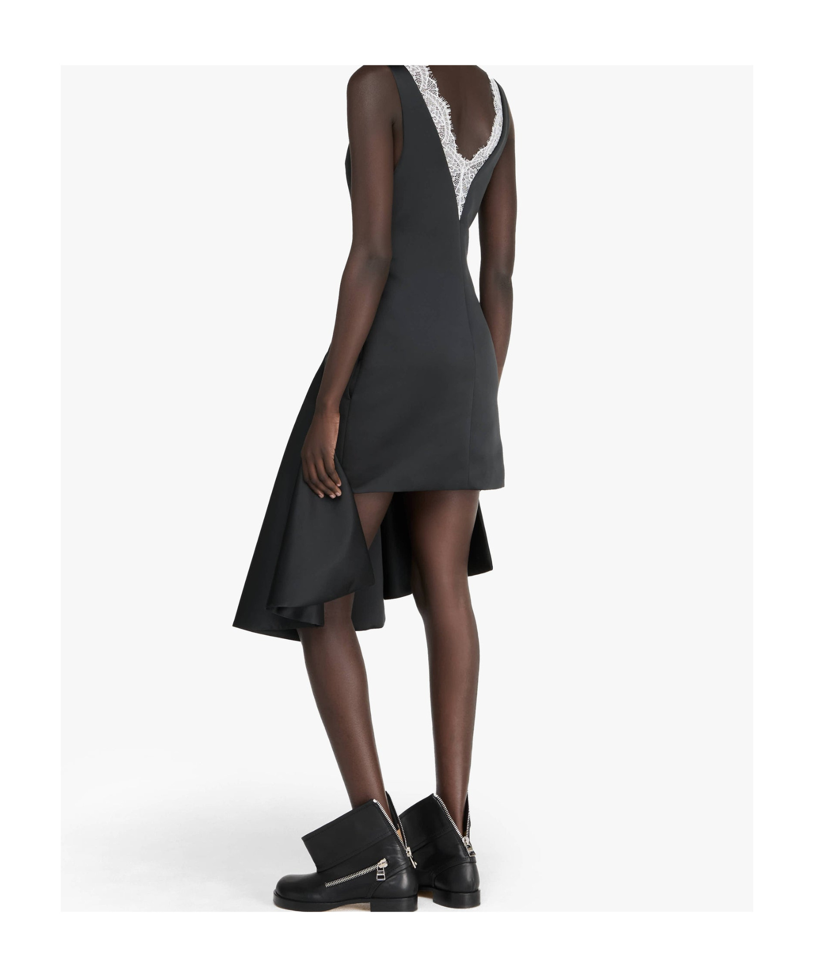 Jw Anderson Draped Hem V Neck Dress In Black