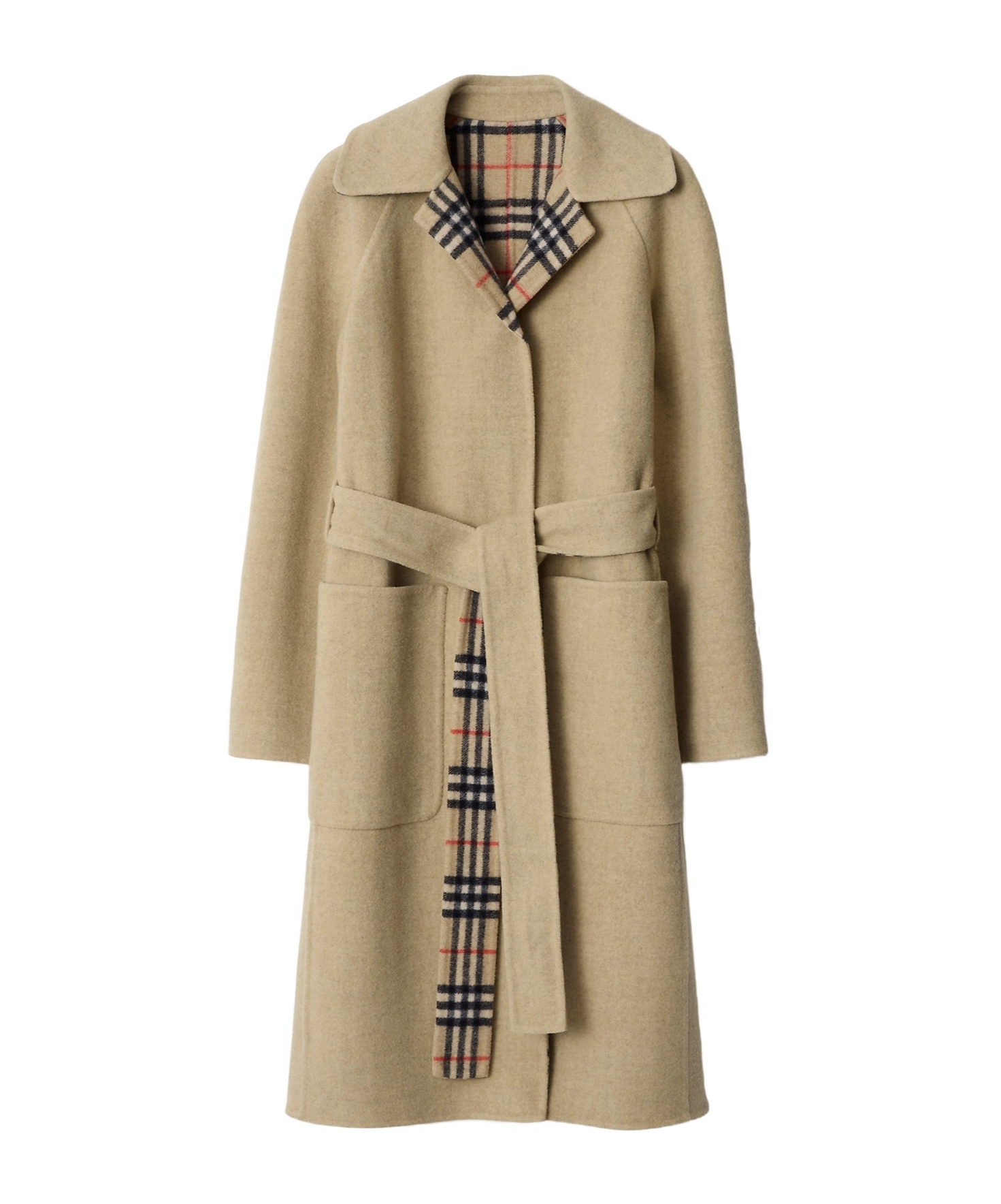 Burberry Reversible Wool Wrap Coat In Brown