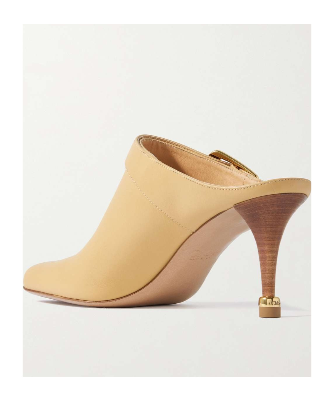 Chloé Andrea Calfskin Buckle Mule Pumps In Nude