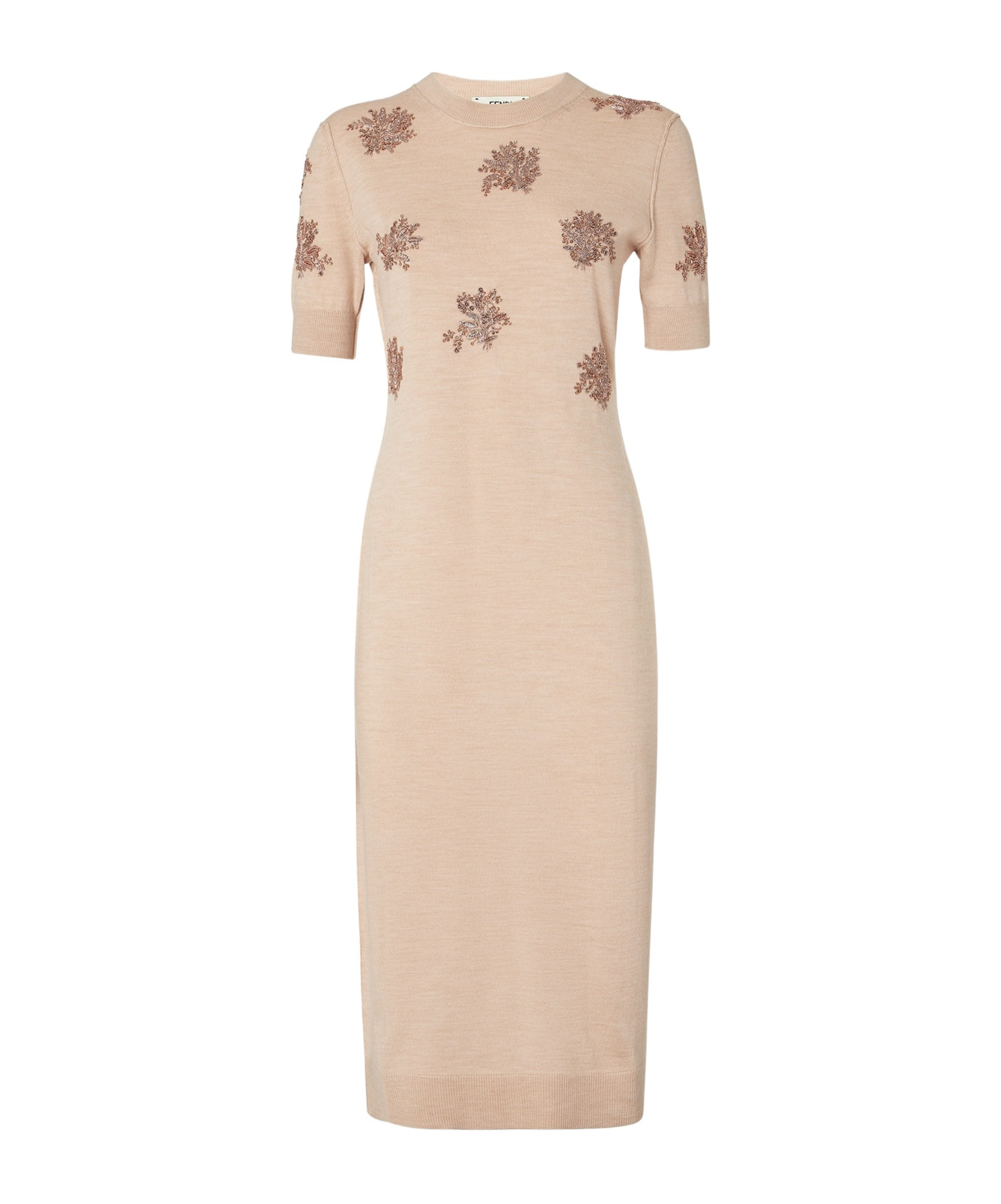 Fendi Wool Dresses With Embroidery In Pink