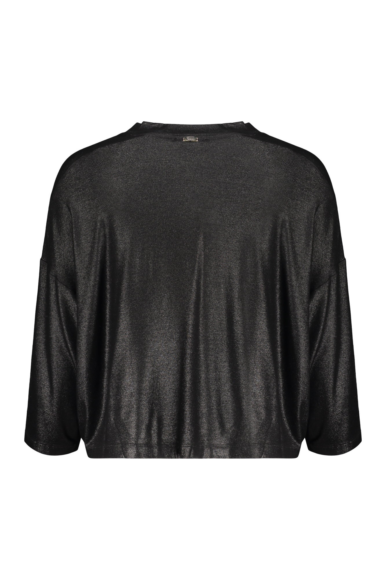 Herno V-neck Metallic Top In Black