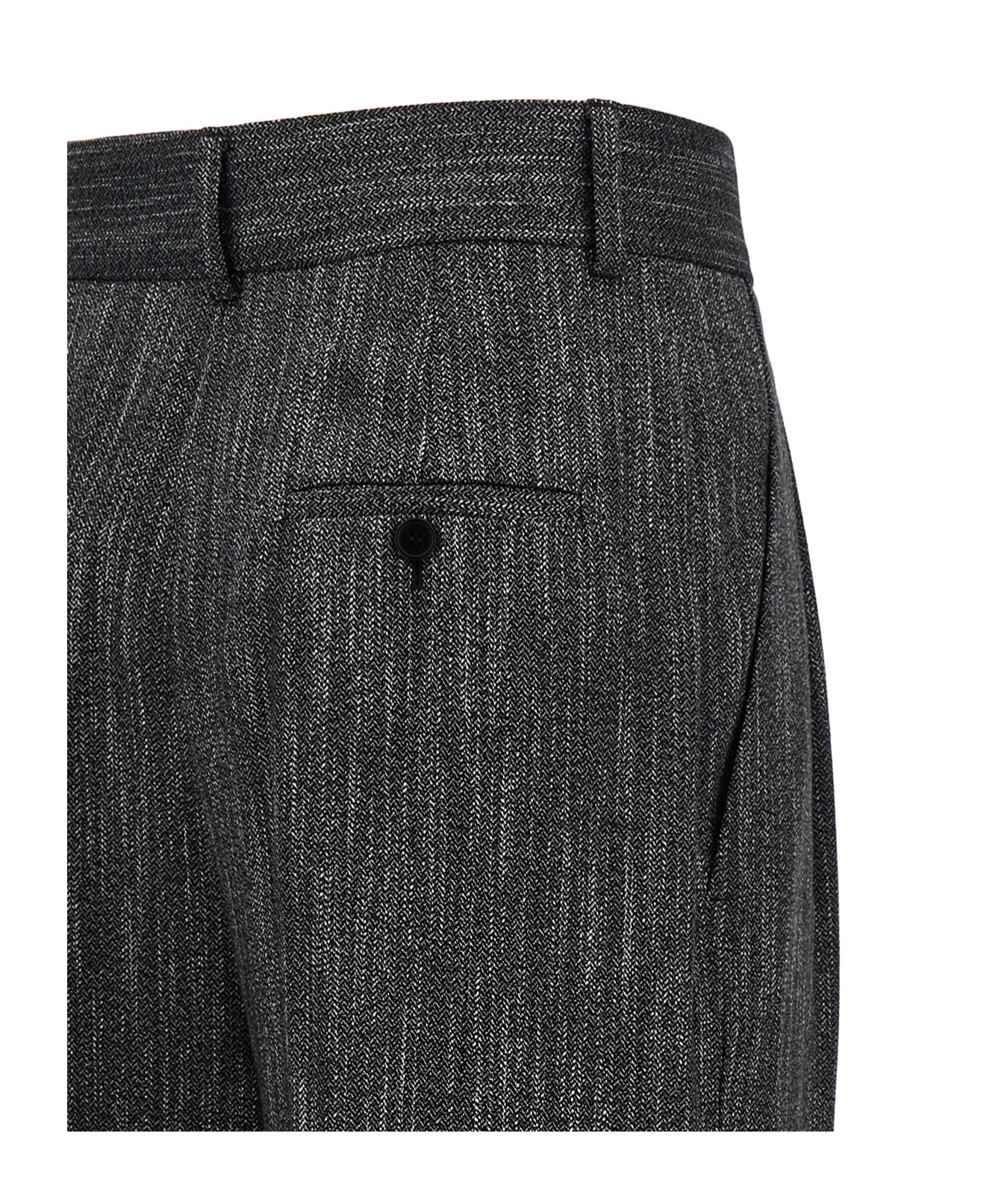 Alberta Ferretti Grey Front Pleats Pants In Black