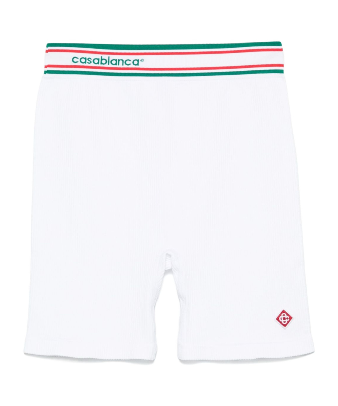 Casablanca Womens White Brand-patch Ribbed High-rise Stretch-woven Blend Shorts In White