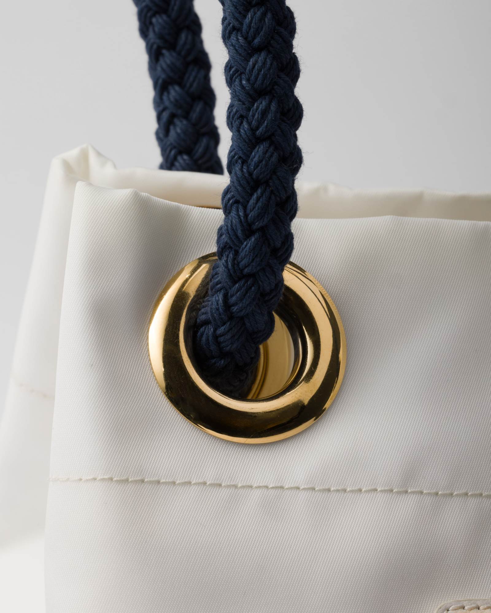 Prada Small Mariner Bucket Bag In White/baltic Sea Blue