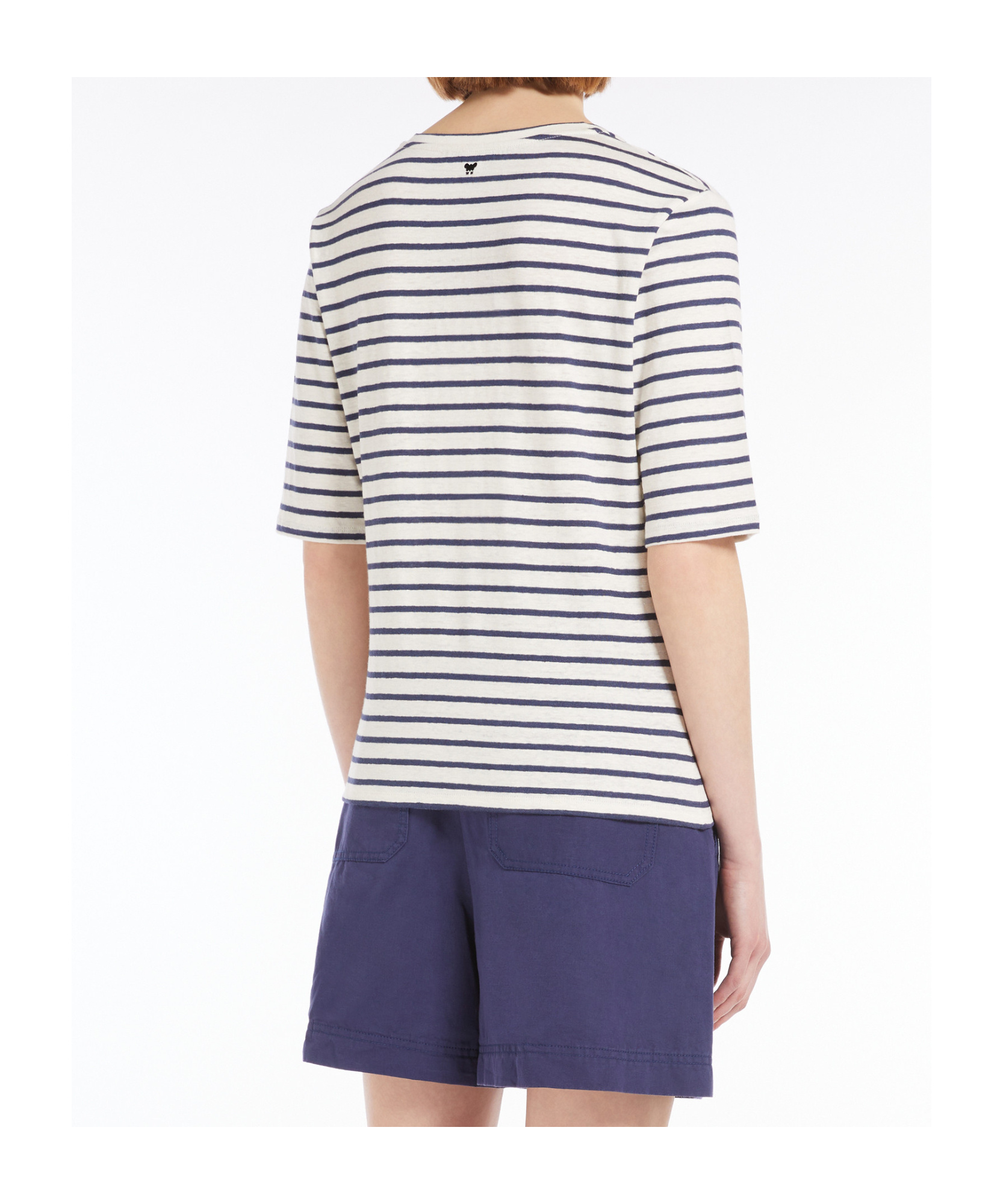 Weekend Max Mara Stretch Linen Jersey T-shirt In Navy Blue