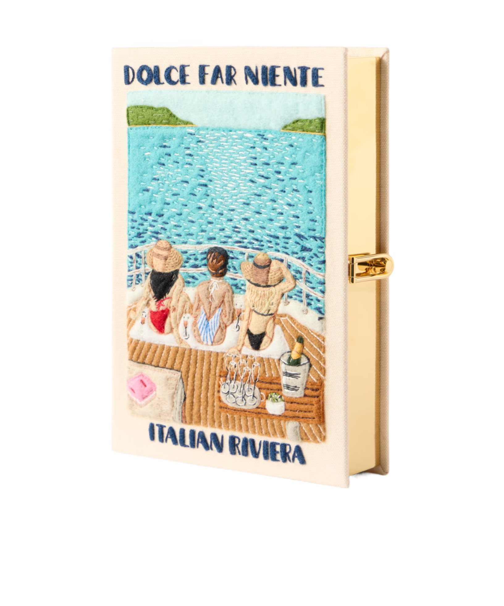 Olympia Le-tan 3d Embroidered Bookshaped Clutch In Blue