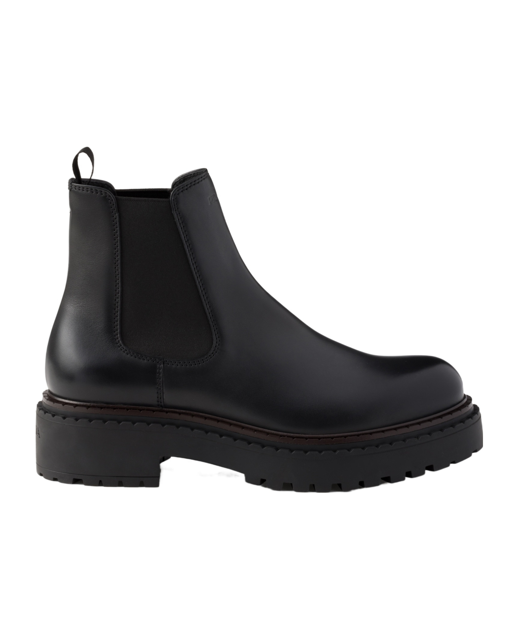 Shop Prada Leather Chelsea Boots In Black