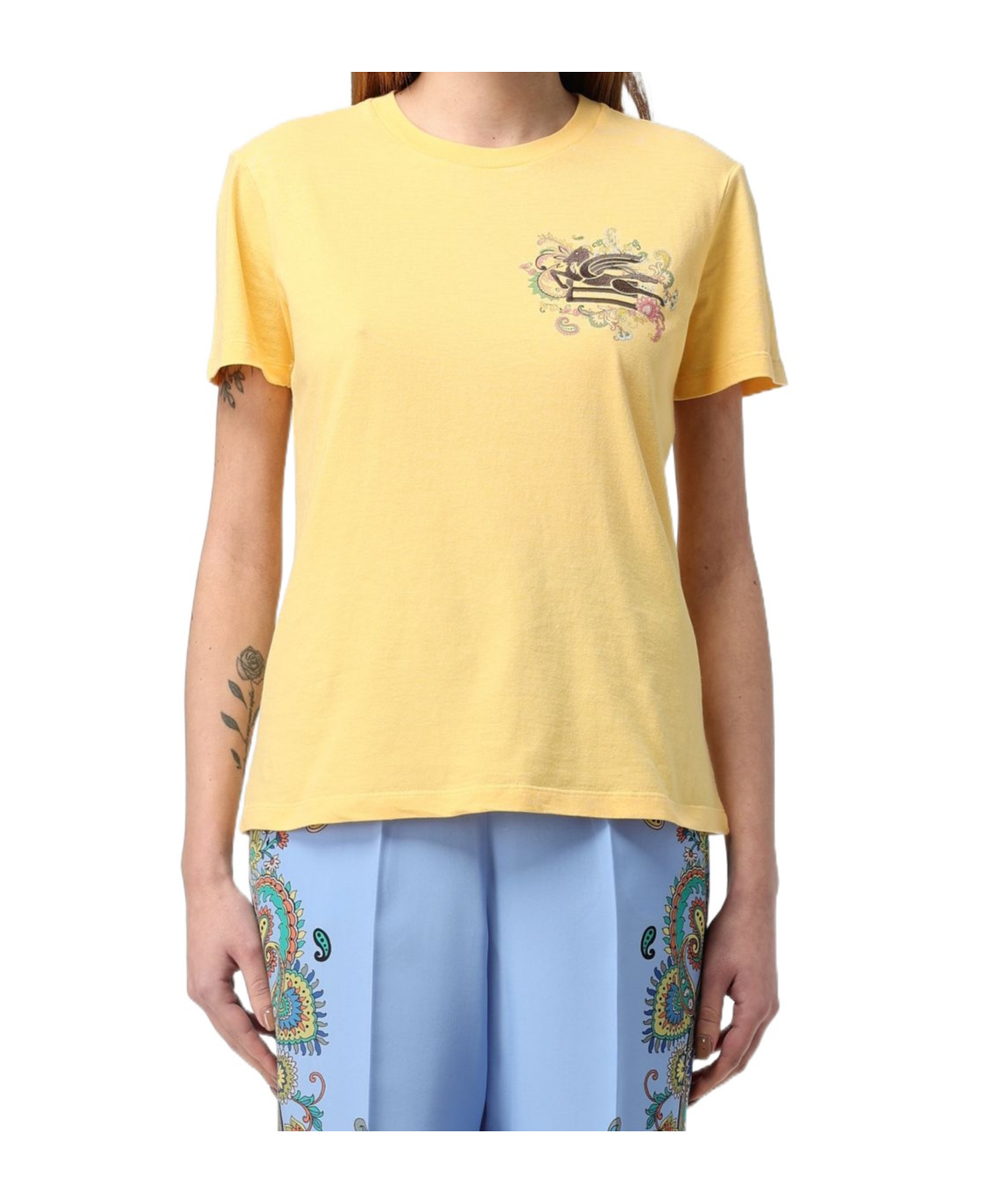 Shop Etro Pegaso-embroidered T-shirt In Nude