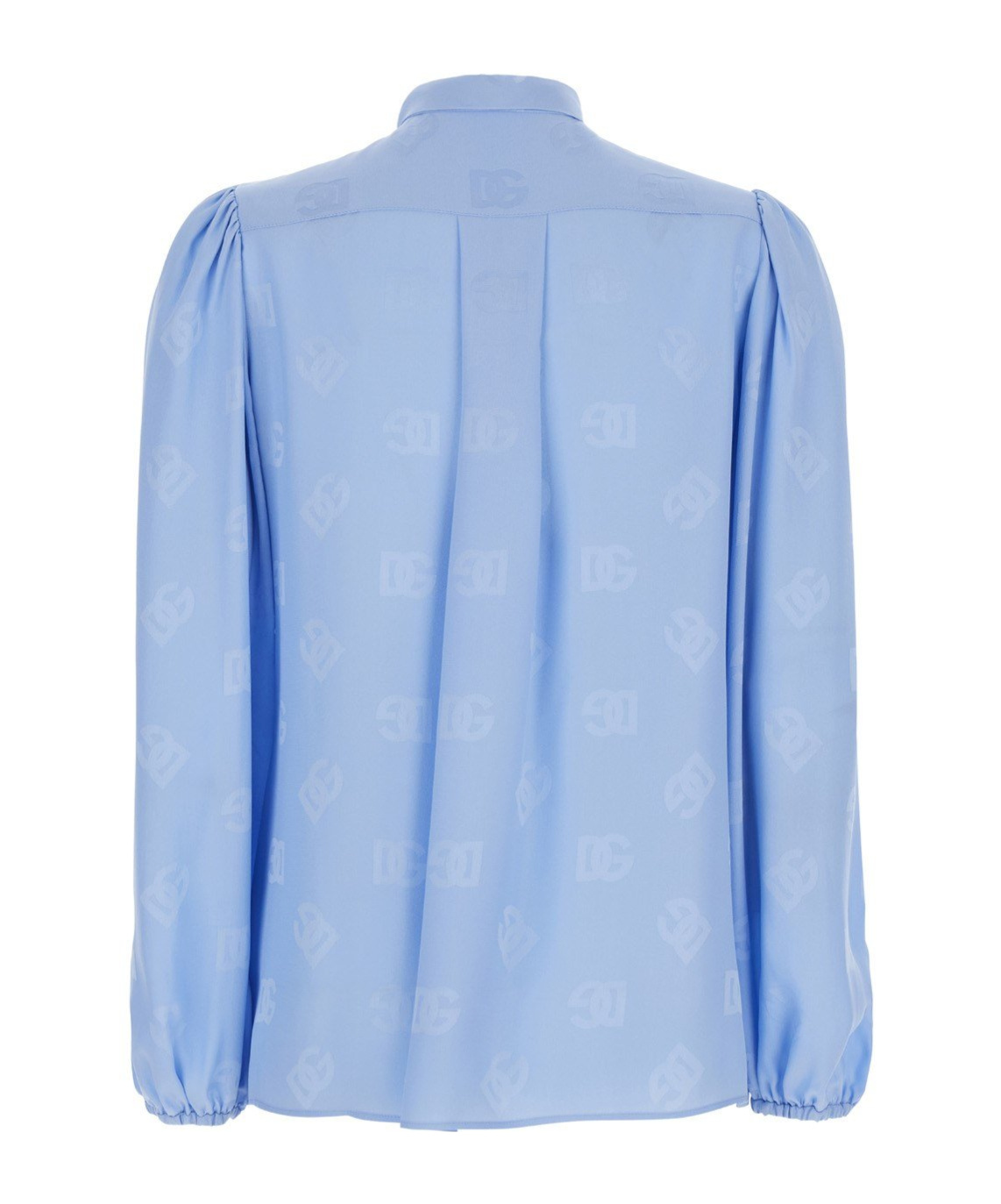 DOLCE & GABBANA MONOGRAM-JACQUARD PUSSY-BOW SHIRT
