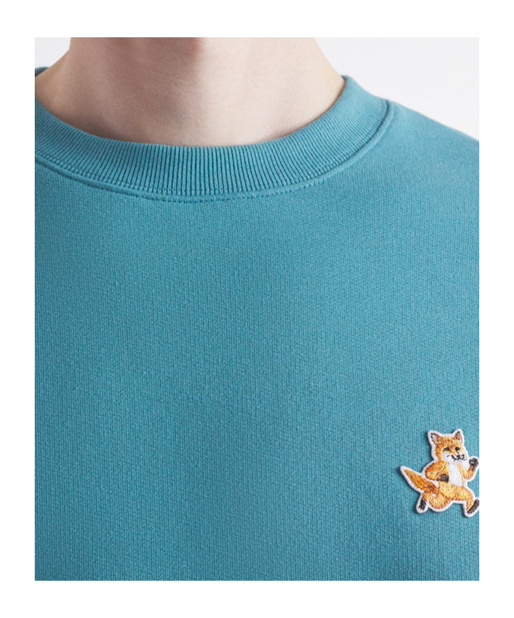 Maison Kitsuné Cotton Sweatshirt With Iconic Embroidered Logo On The Front In Blue