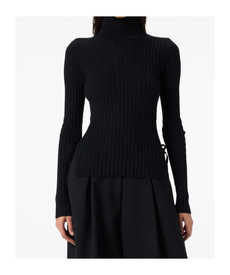 Blumarine Turtleneck Cut-out Top In Black