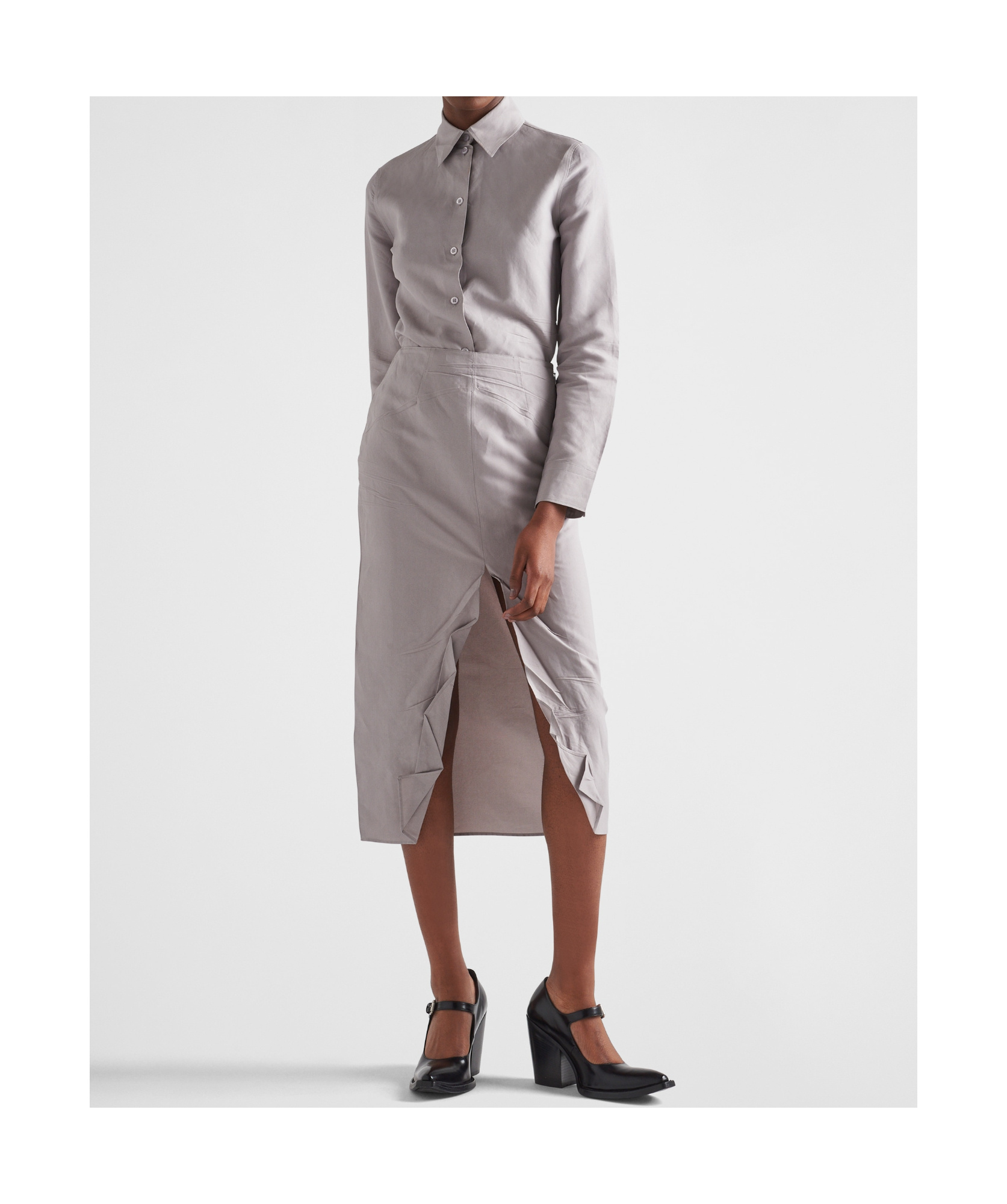 Prada Split Skirt In Gray