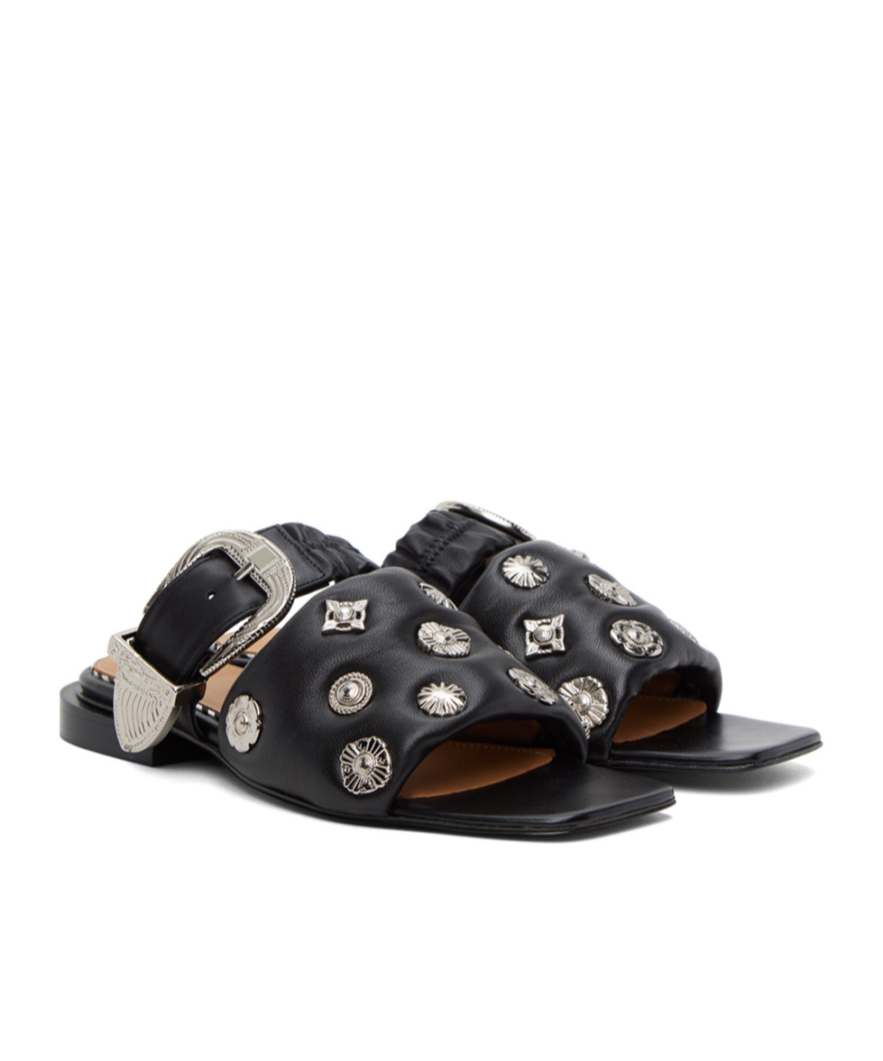 Toga Square-headed Rivet Slippers In Black