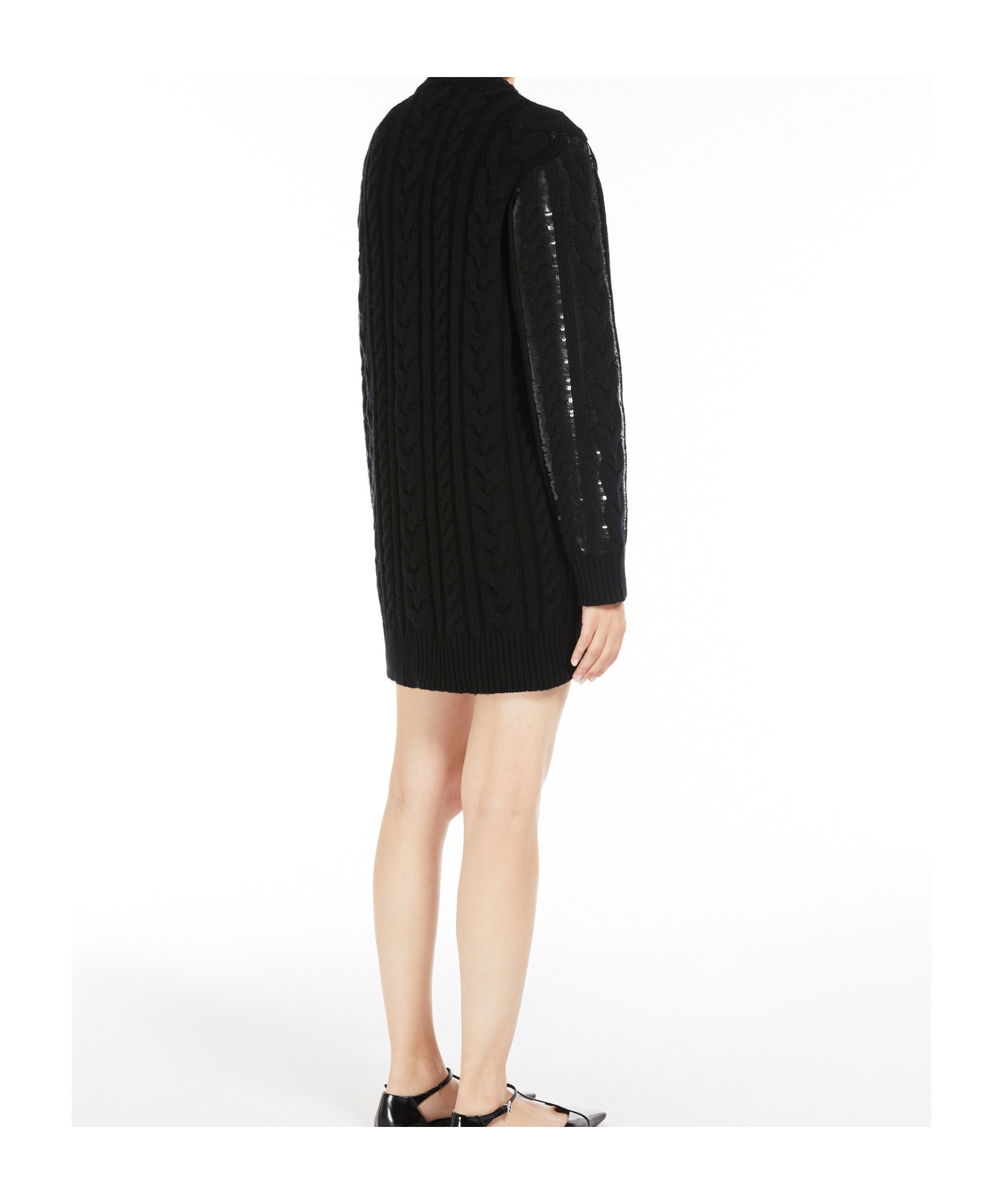 Shop Max Mara Short Wool And Cashmere Dress In Black