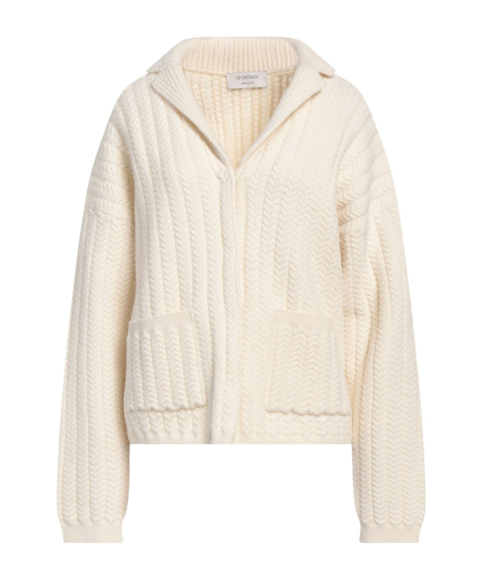 Sportmax Solid Color Knit Coat In White