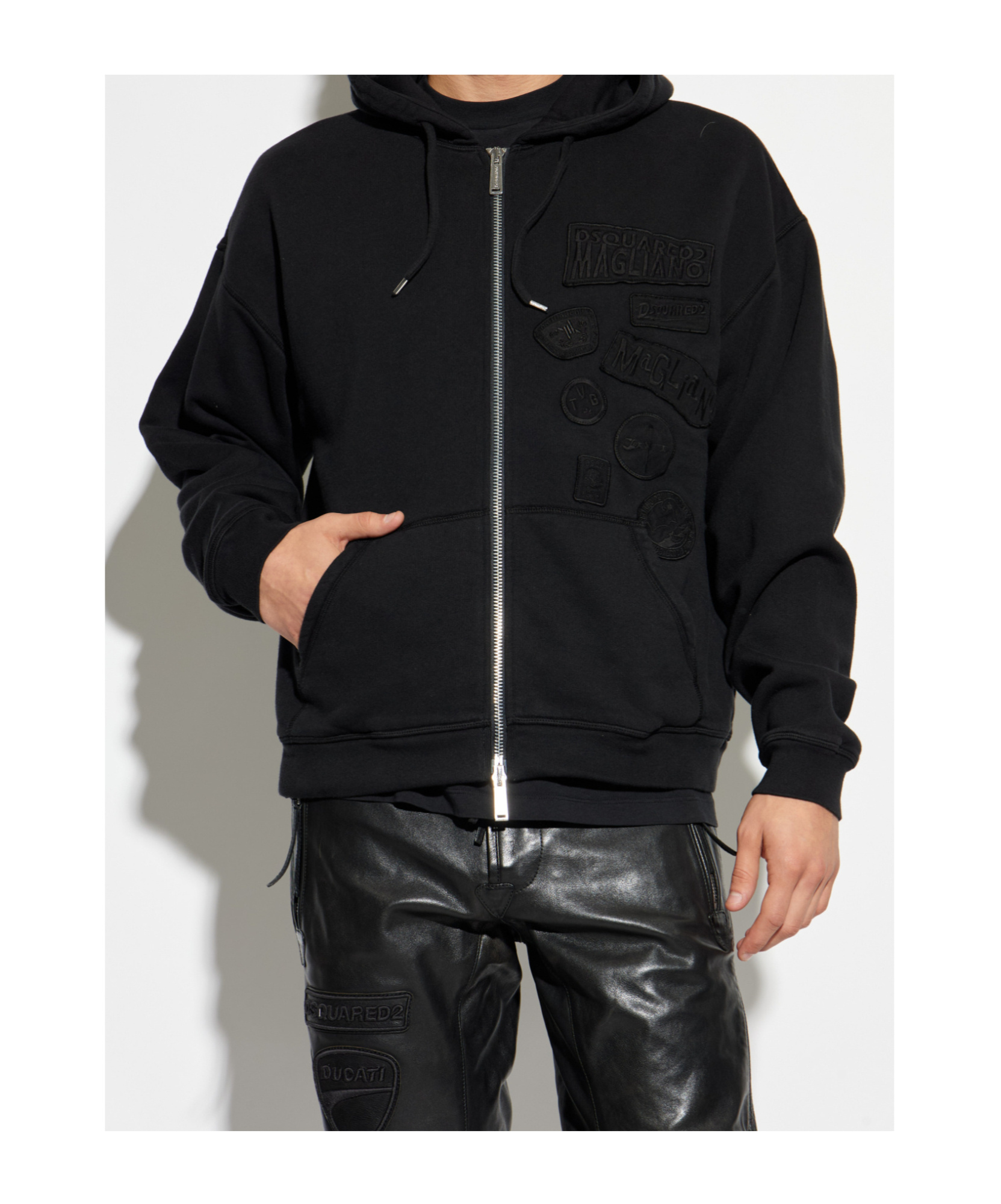 Dsquared2 X Magliano Zip-up Drawstring Hoodie In Black