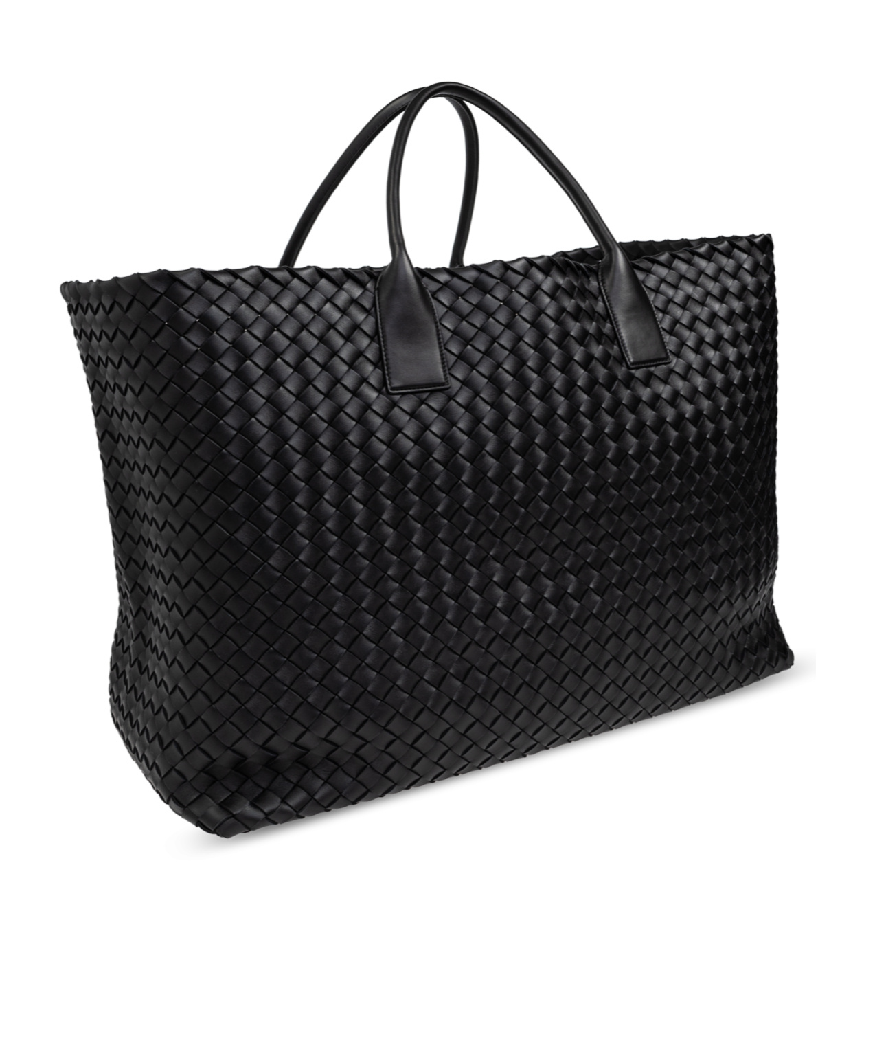 Bottega Veneta Maxi Cabat Knitted Handbag In Black