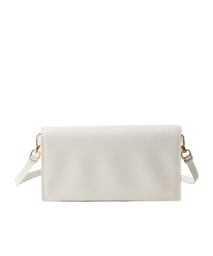 Prada Triangle-logo Leather Mini Bag In White
