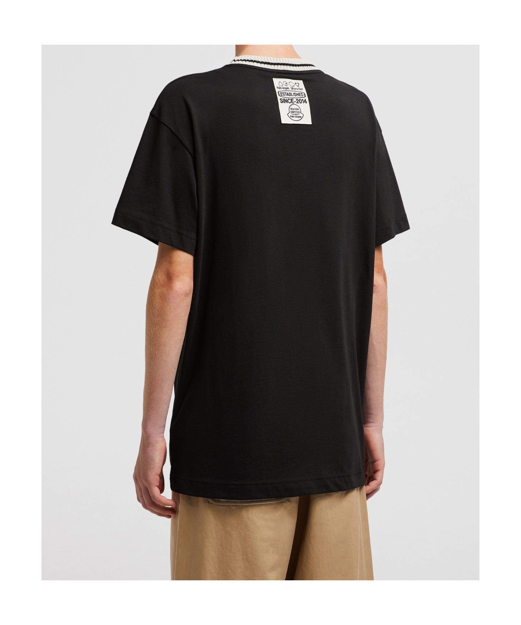 Moncler X Palm Angels Cotton Short-sleeved T-shirt In Black