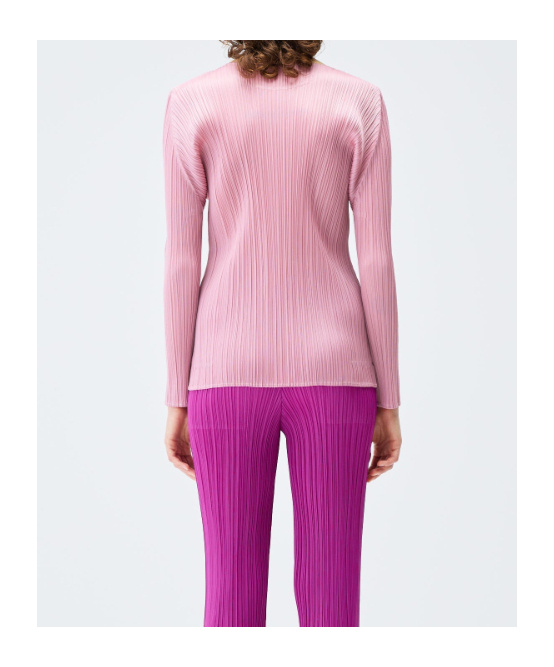 Issey Miyake Pleats Please  Crewneck Pleated Top In Pink