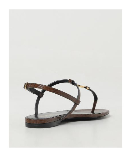 SAINT LAURENT CASSANDRE-PLAQUE LEATHER SANDALS