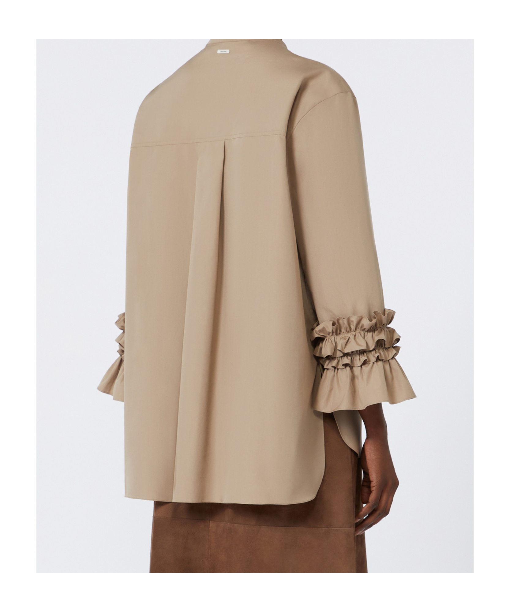 Max Mara Cotton Poplin Flared-sleeve Favola Shirt In Brown