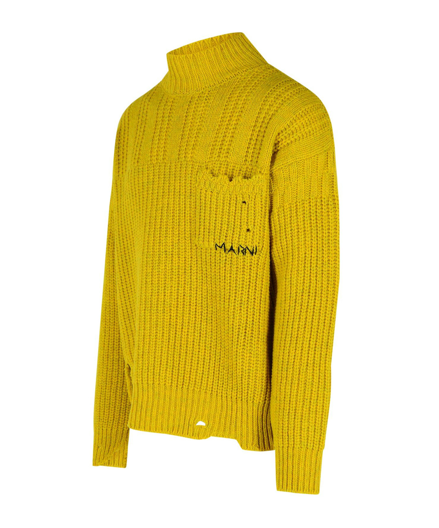 Marni Mustard Virgin Wool Turtleneck Sweater In Yellow