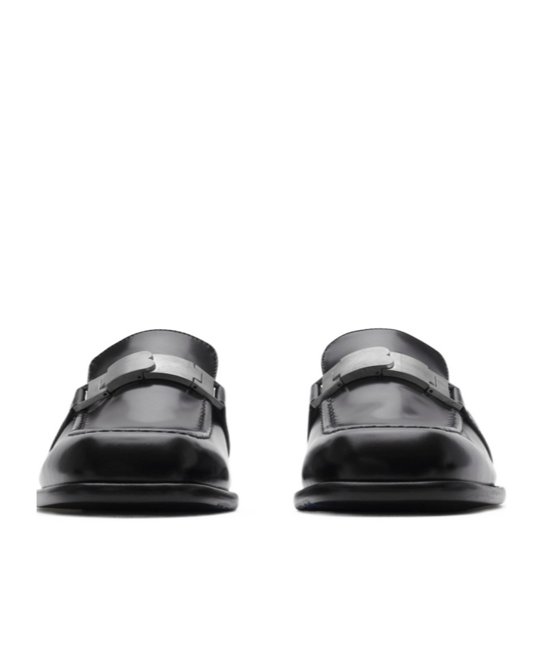 Burberry Mocassino Tower Black In Leather In Black
