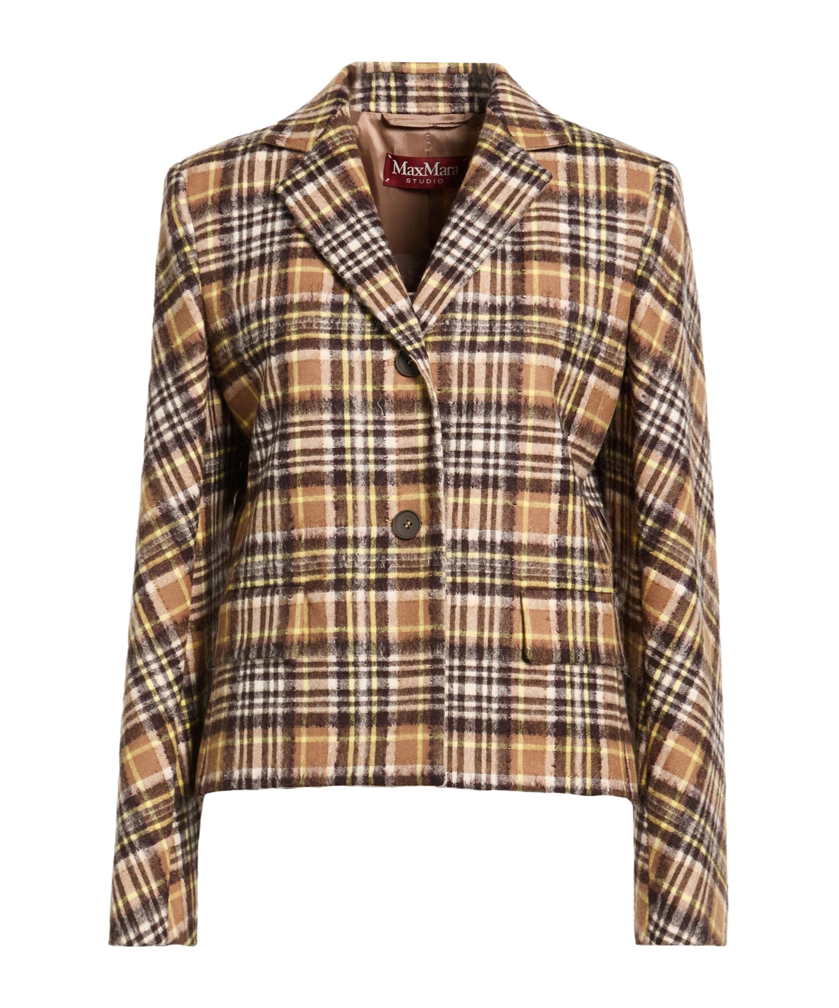 Max Mara Plaid Cropped Blazer In Green