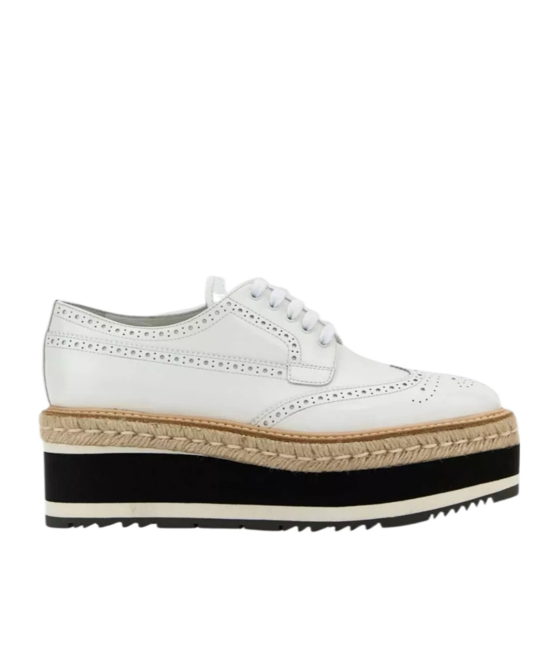 Prada Scarpe Stringate In Pelle Bianca Donna