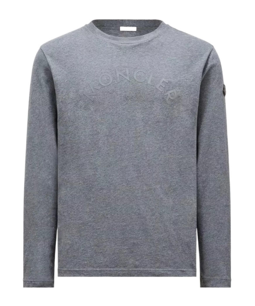 Moncler Logo Long-sleeved T-shirt In Gray