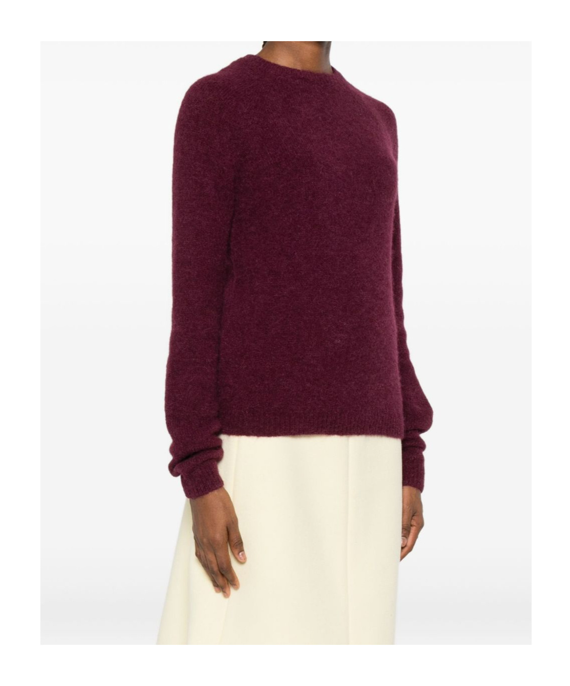Baserange Ribbed Crew Neck Sweater In Burgundy