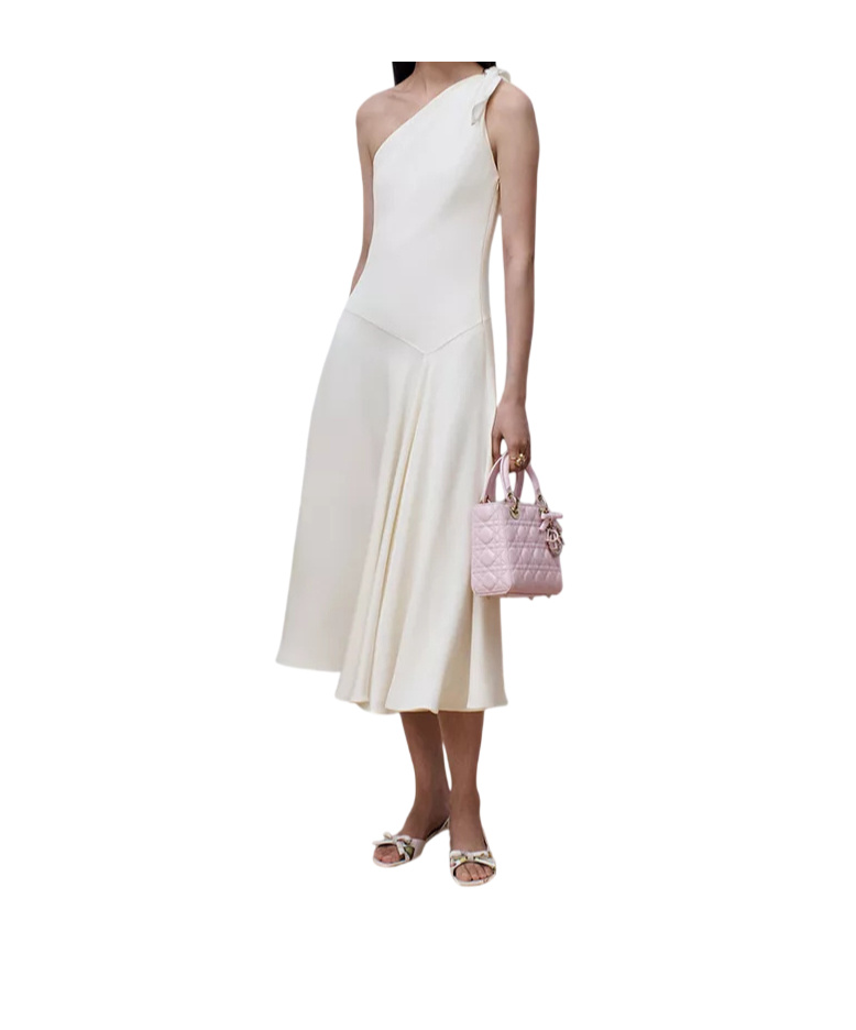 Dior Iviera Mid-length Asymmetrical Dress In White
