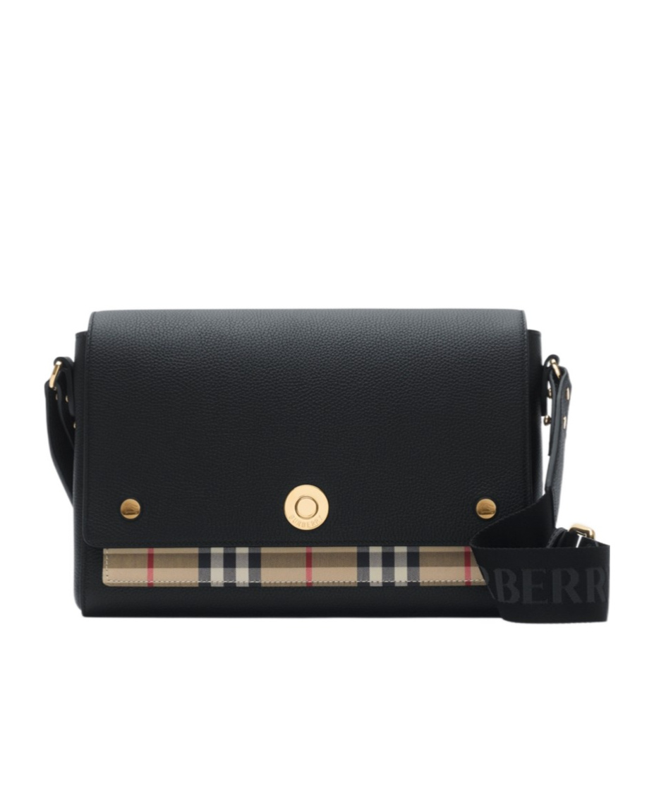 Burberry Note Medium Canvas And Leather Shoulder Bag In Black