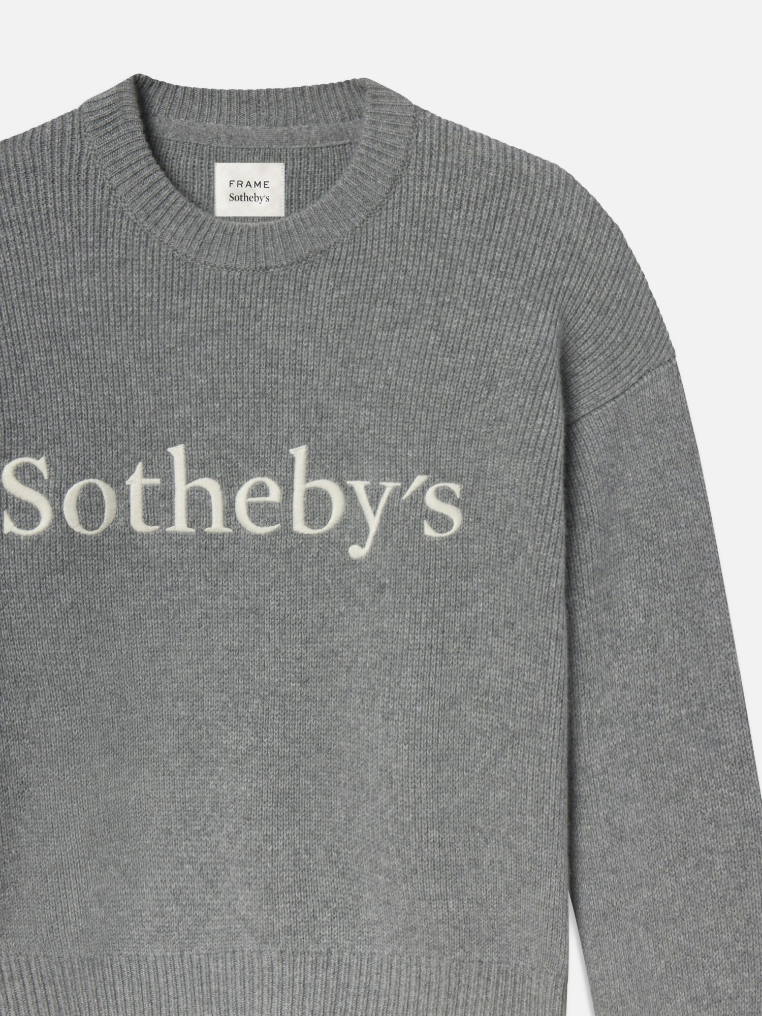 Frame Logo Crew Neck Sweater In Gray