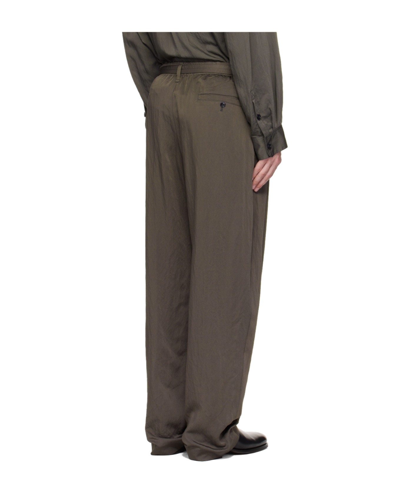 Lemaire Pleated Waistband Trousers With Practical Pockets In Black