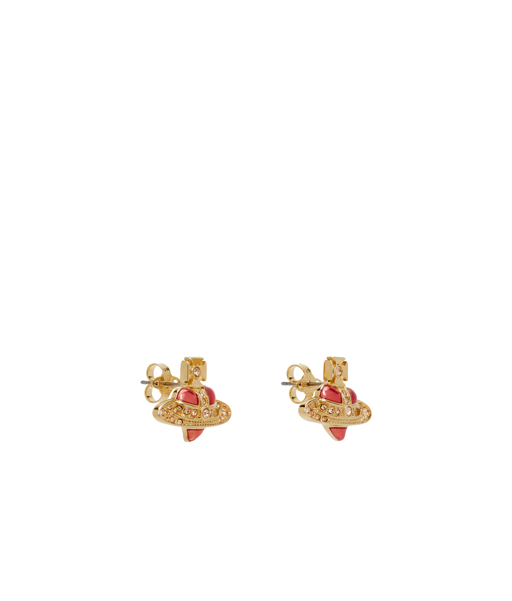 Vivienne Westwood New Diamante Heart Earrings In Gold/light Pe