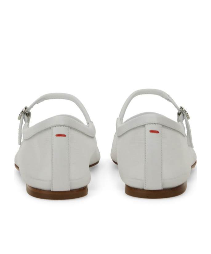 Aeyde Uma Square Toe Mary Jane Flats In White