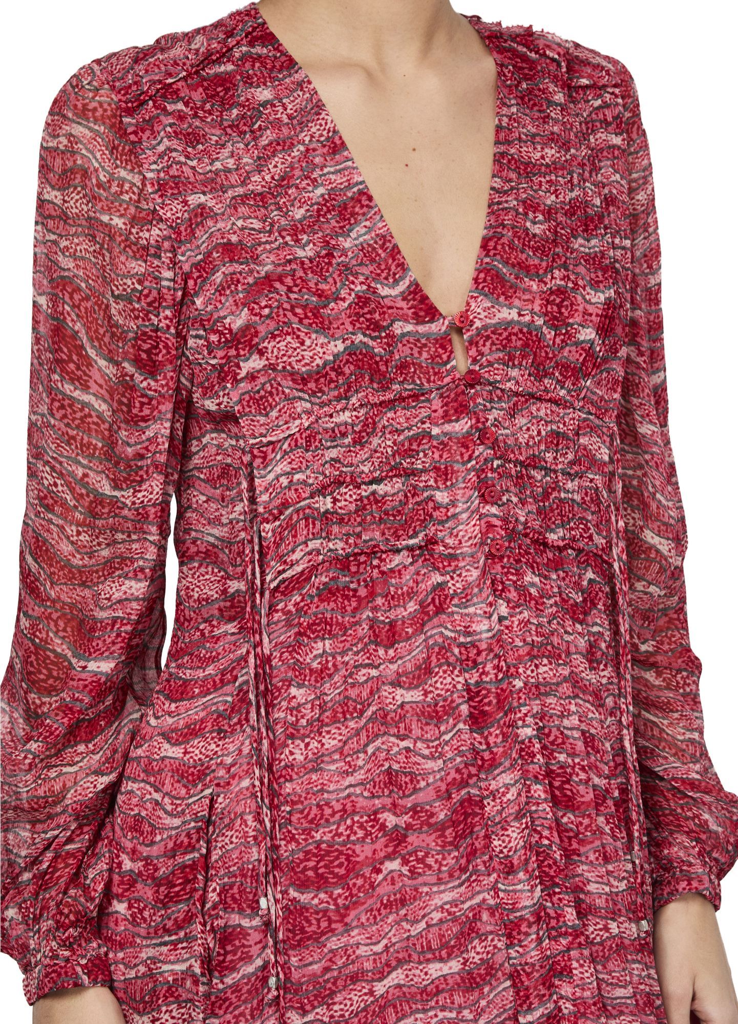 Shop Isabel Marant Étoile Long Sleeve Dress In Red