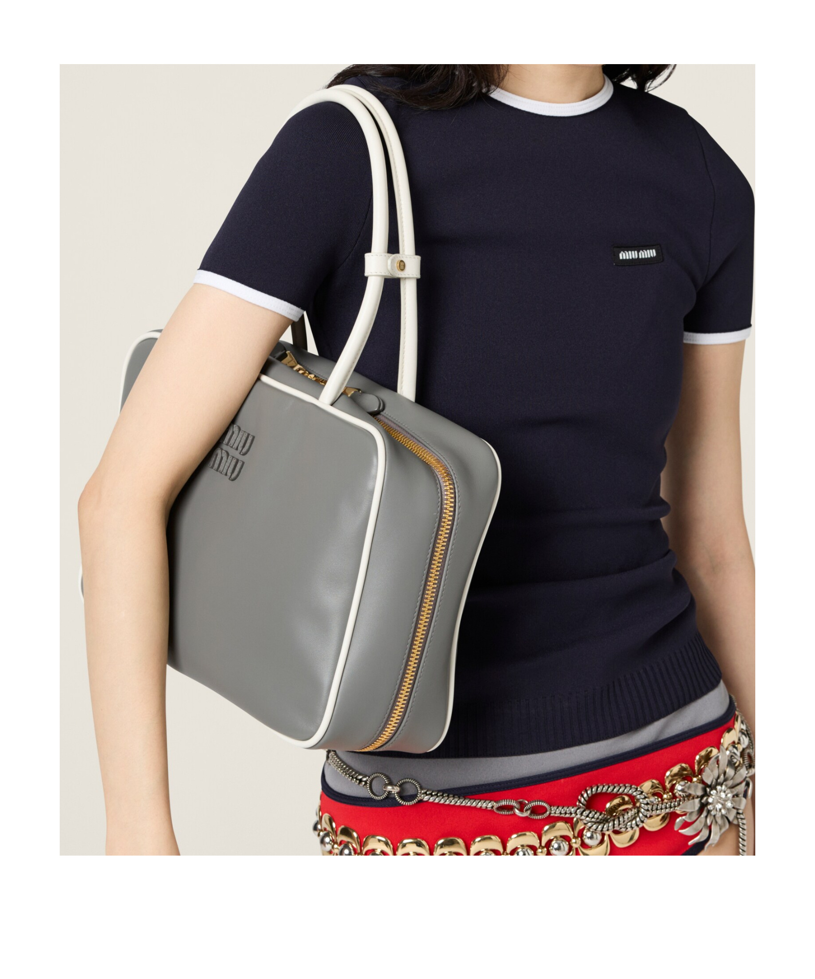 Miu Miu Beau Handbag In Gray